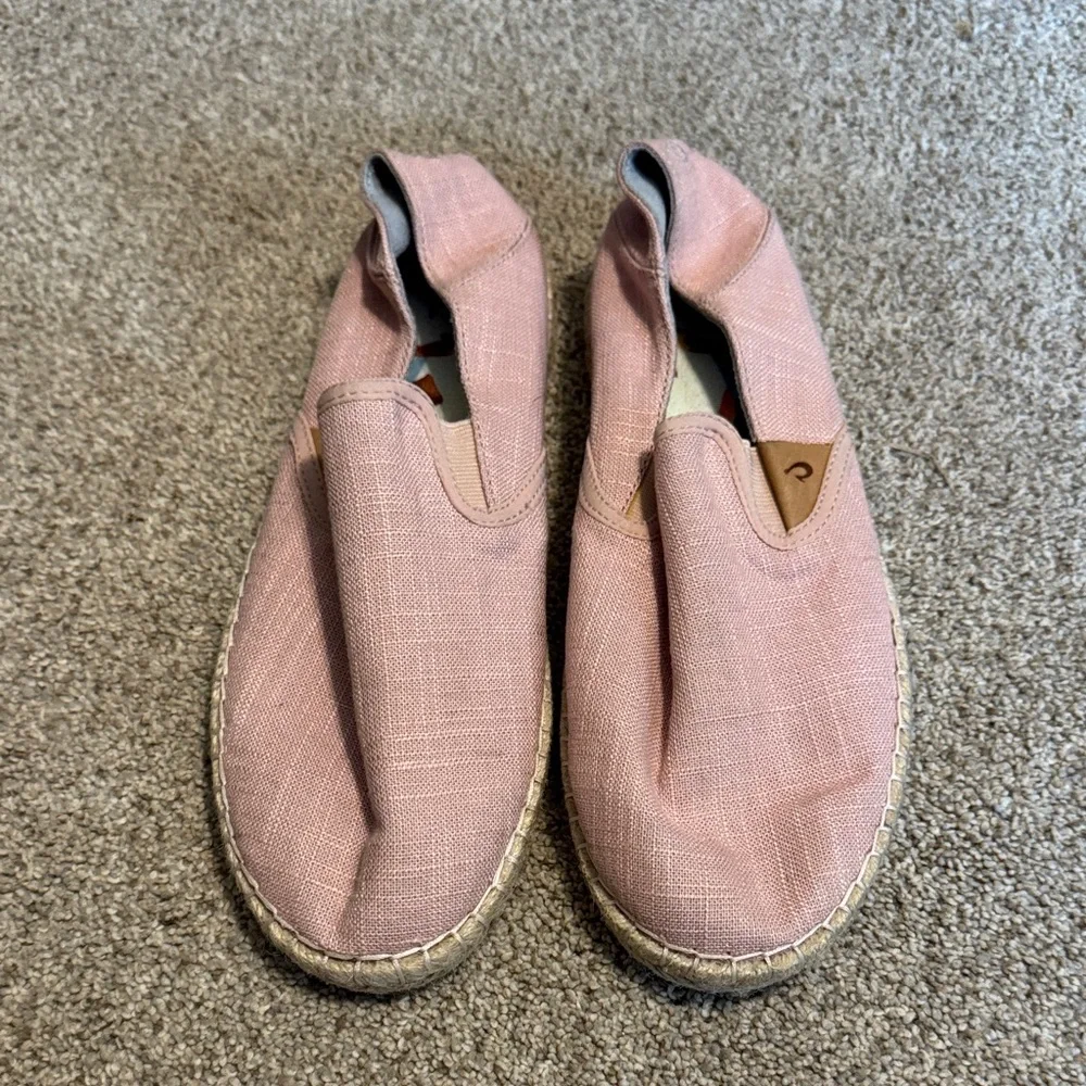 OluKai Kaula Pa’a Kapa Espadrille Slip On Shoes Pink Women’s Size 8.5